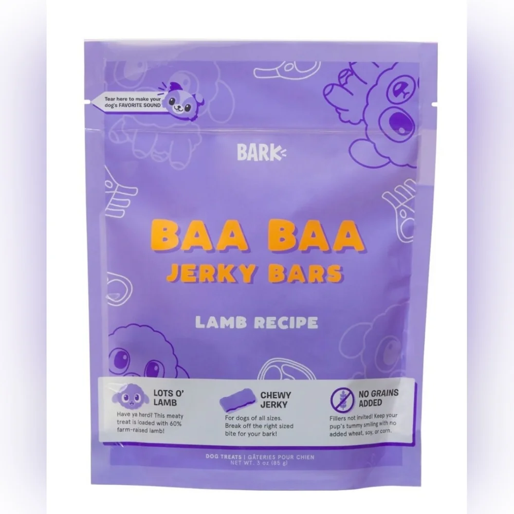 NEW SEALED - Bark Box Baa Baa Jerky Bars and Biscuits Lamb Treat Bag